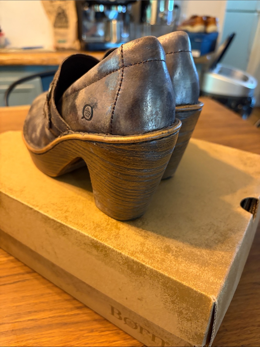 Born Brown Distressed Leather Platform Clogs - Picture 6 of 7
